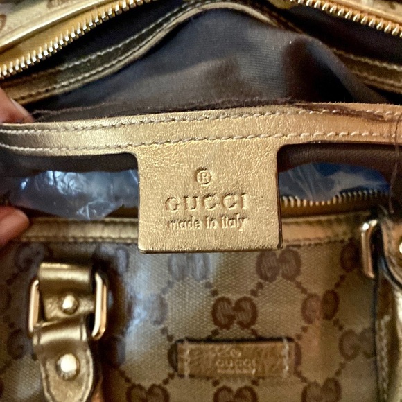 AUTHENTIC GUCCI BOSTON JOY PEWTER BROWN COATED BRONZE BAG - Picture 10 of 15